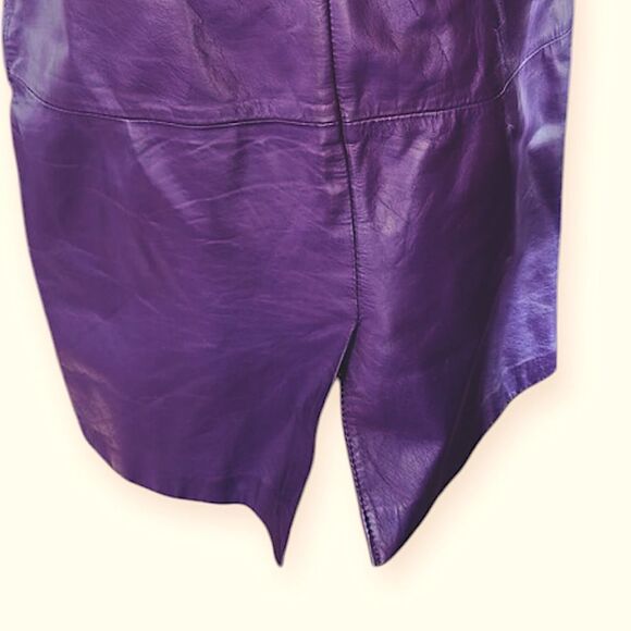Vintage 80s/90s Avon Fashions Purple Soft Leather Pencil Skirt – Size 5/6 - Picture 4 of 9